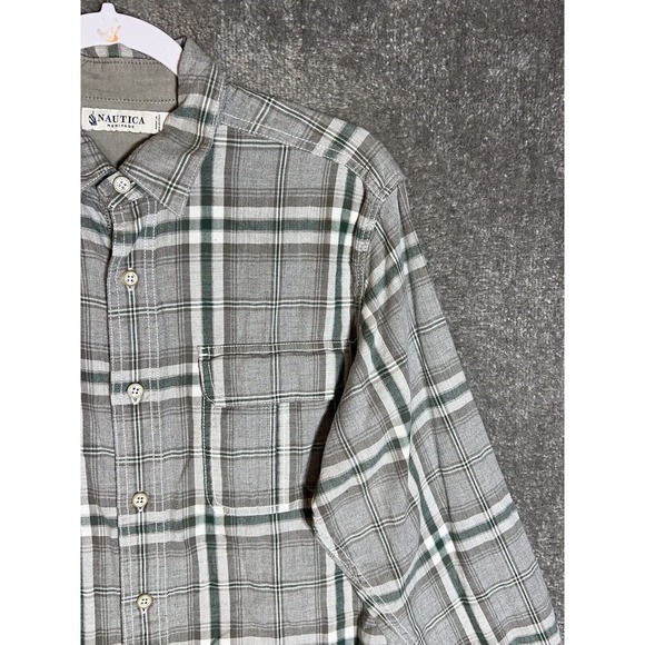Nautica‎ Heritage Plaid Flannel Button Up Shirt Mens Size Small Chest Pockets - Picture 6 of 10